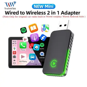 Wireless Carplay & Android Auto Adapter, Wireless Carplay Dongle, Upgrade Wired Functions to Wireless, Compatible with iPhone & Android Phones, Mini Design, No Delay