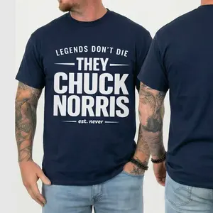Legends Don’t Die Chuck Norris T-Shirt, Retro Typography Graphic Tee, Vintage Action Legend Shirt, Menswear Unisex Cotton Casual Top, Tribute Gift for Fans