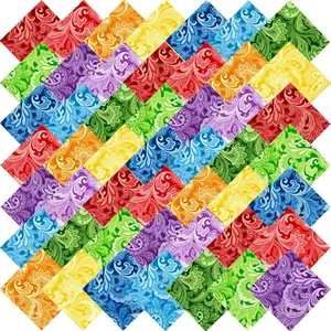 50pcs 10 x 10 inches Multicolor Cotton Fabric Bundle Squares for Quilting Sewing Precut Fabric Squares for Craft Paisley