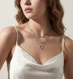 Fettero  Round Zirconia Halter Necklace Summer Travel Beach Necklace