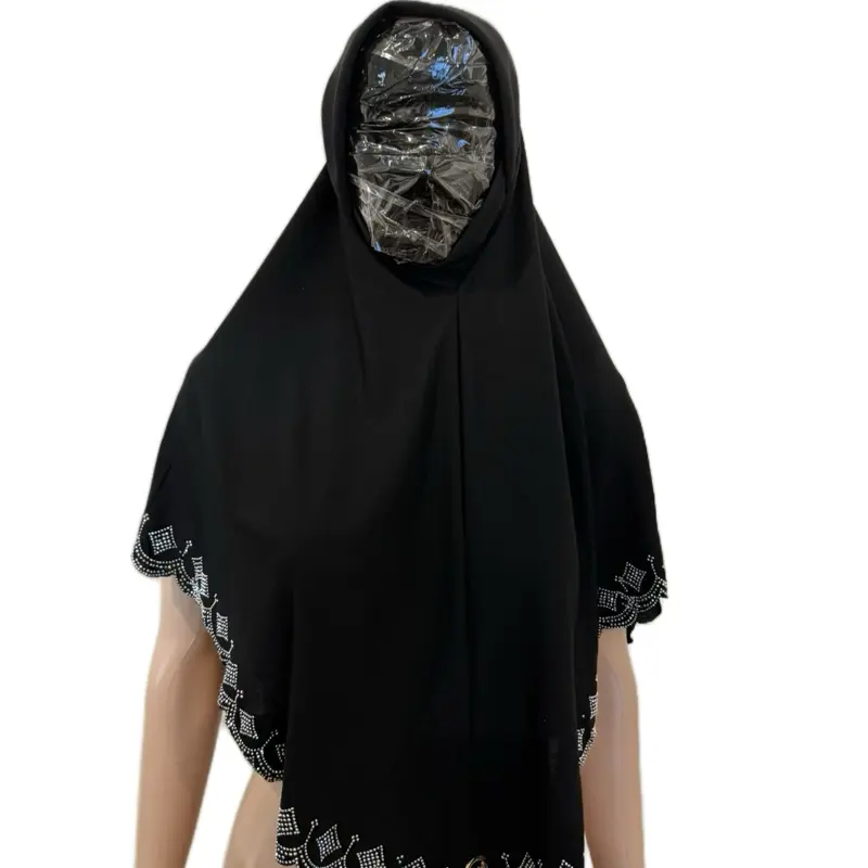 Hijab Beautiful Black Hijab Stone Malaysia Hijab with Unique Design and Stone Detailing