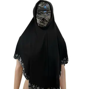 Hijab Beautiful Black Hijab Stone Malaysia Hijab with Unique Design and Stone Detailing