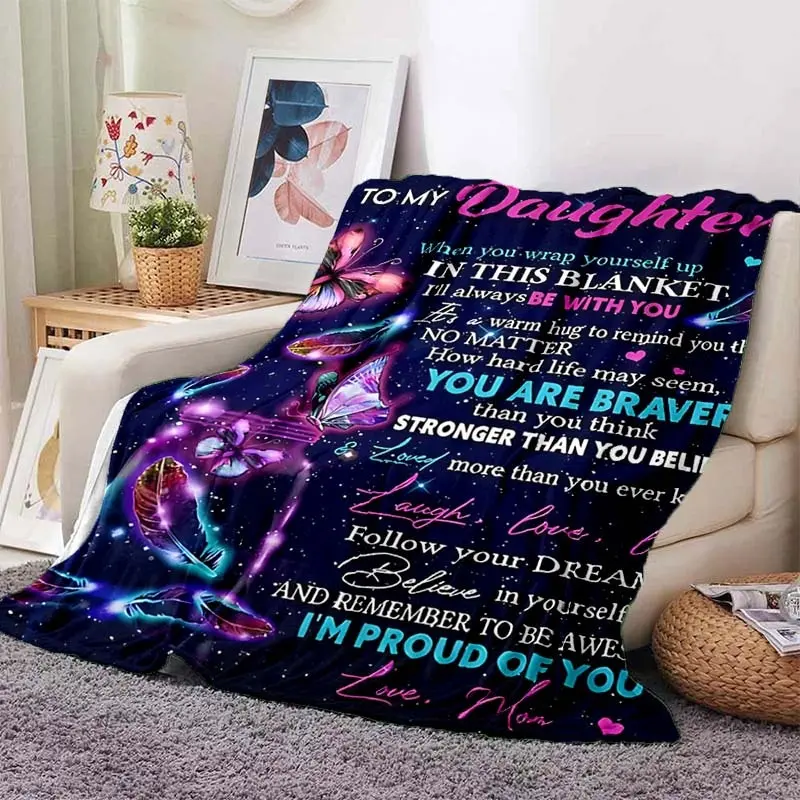 1pc Envelope Blanket For My Daughter/Son, Lightweight Flannel Throw For Sofa, Bed, Travel, Camping, Livingroom, Office, Couch, Chair, And Bed, Digital Printing Fleece Blanket With Soft And Warm Flannel Fabric