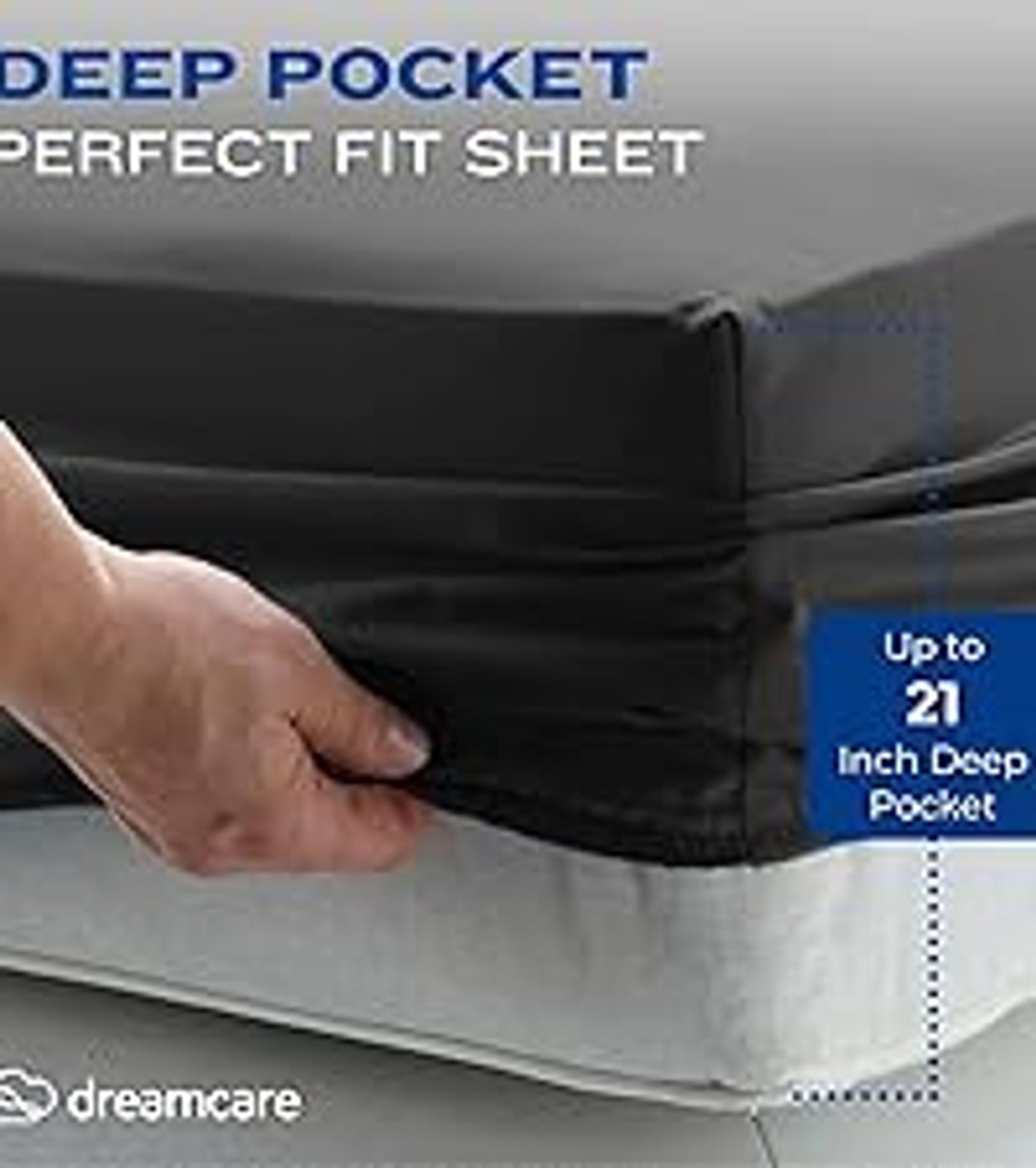 DREAMCARE California King Sheet Sets - 6 pcs Breathable Cooling Bed Sheets - up to 21" Extra Deep Cal King Sheets with Side Pockets - Extra Soft 100% Brushed Hypoallergenic Hotel Luxury Bedding Brgndy