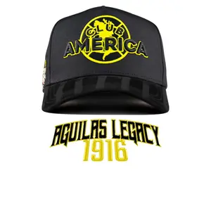 Águilas Legacy Cap - Club América 1916 Black Snapback Hat with Yellow Logo