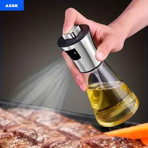 Two-in-one portable oil spray bottle and oil dispenser, suitable for olive oil, kitchen oil bottles, ideal for cooking, grilling, air frying, baking, and salad