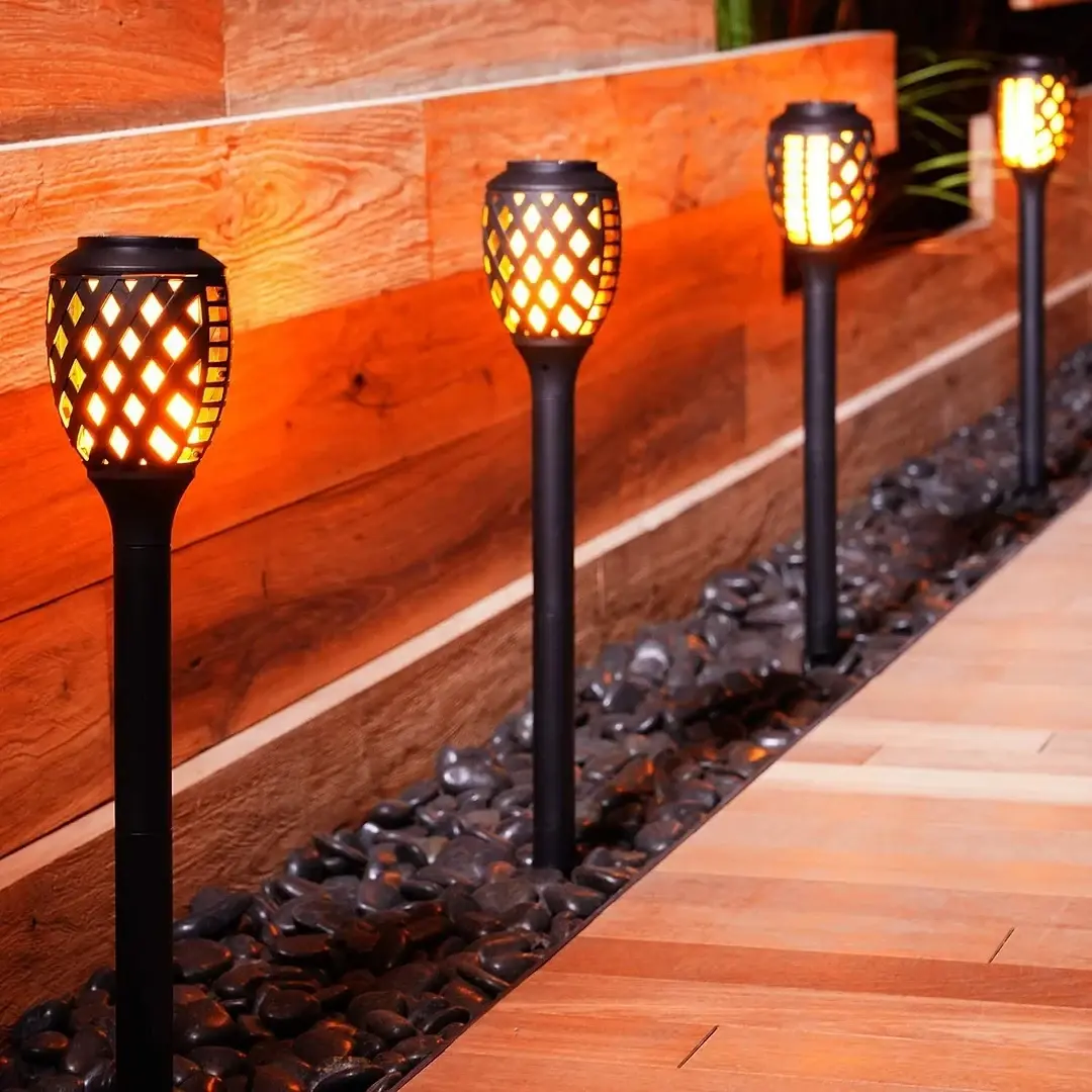 GRANDPATIO Outdoor Solar Lights Water-Resistant Flickering Flames Torch Light Landscape Decoration Lighting 8PCS for Garden Pathway