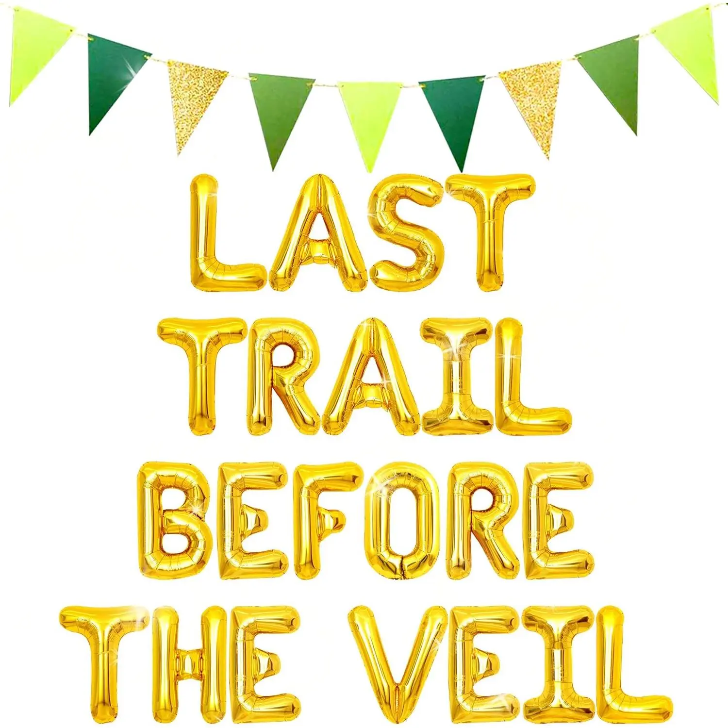 Gold Mountain Hanging Festive Balloons & Statement Banner Balloons Set, Last Trail Before The Veil Hiking Bachelorette Party Decorations Supplies for Bridal Shower, 1 X Ring Balloon, 1 X Rose Gold Last Trail Before The Veil Balloon