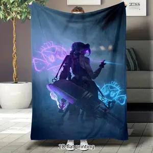 League of Legends Jinx cool image flannel blanket, super soft sofa blanket, large size blanket suitable for sofa, bed, travel, birthday, Valentine's Day themed gift.