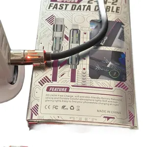 240W Fast Data Cable - Soft and Non Glaring Fast Charging Cable for Easy Phone Find at Night