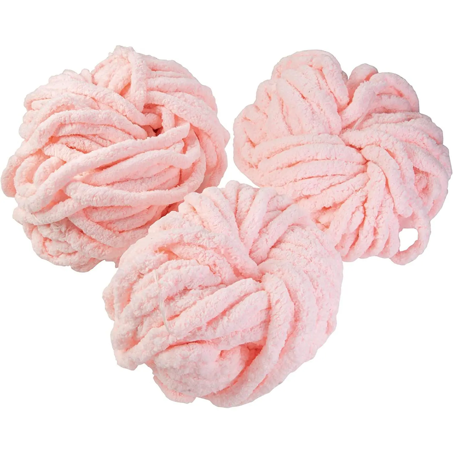 iDIY Chunky Yarn 3 Pack (24 Yards Each Skein) - Baby Pink- Fluffy Chenille Yarn Perfect for Soft Throw and Baby Blankets, Arm Knitting, Crocheting
