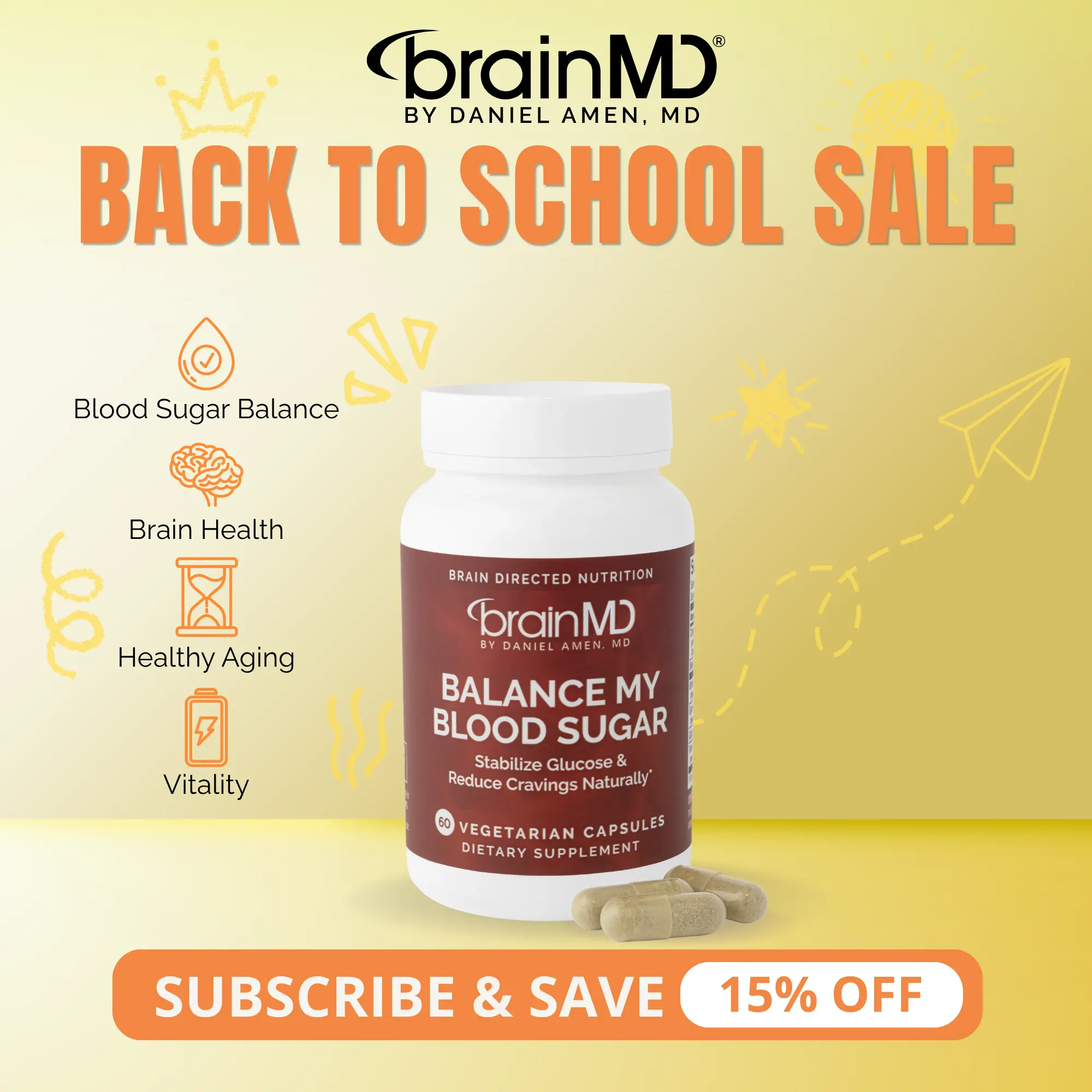 Balance My Blood Sugar | BrainMD | 60 Capsules | Blood Sugar & Metabolic Support | Craving Control & Steady Energy | GlucoVantage Dihydroberberine with Gymnema Sylvestre