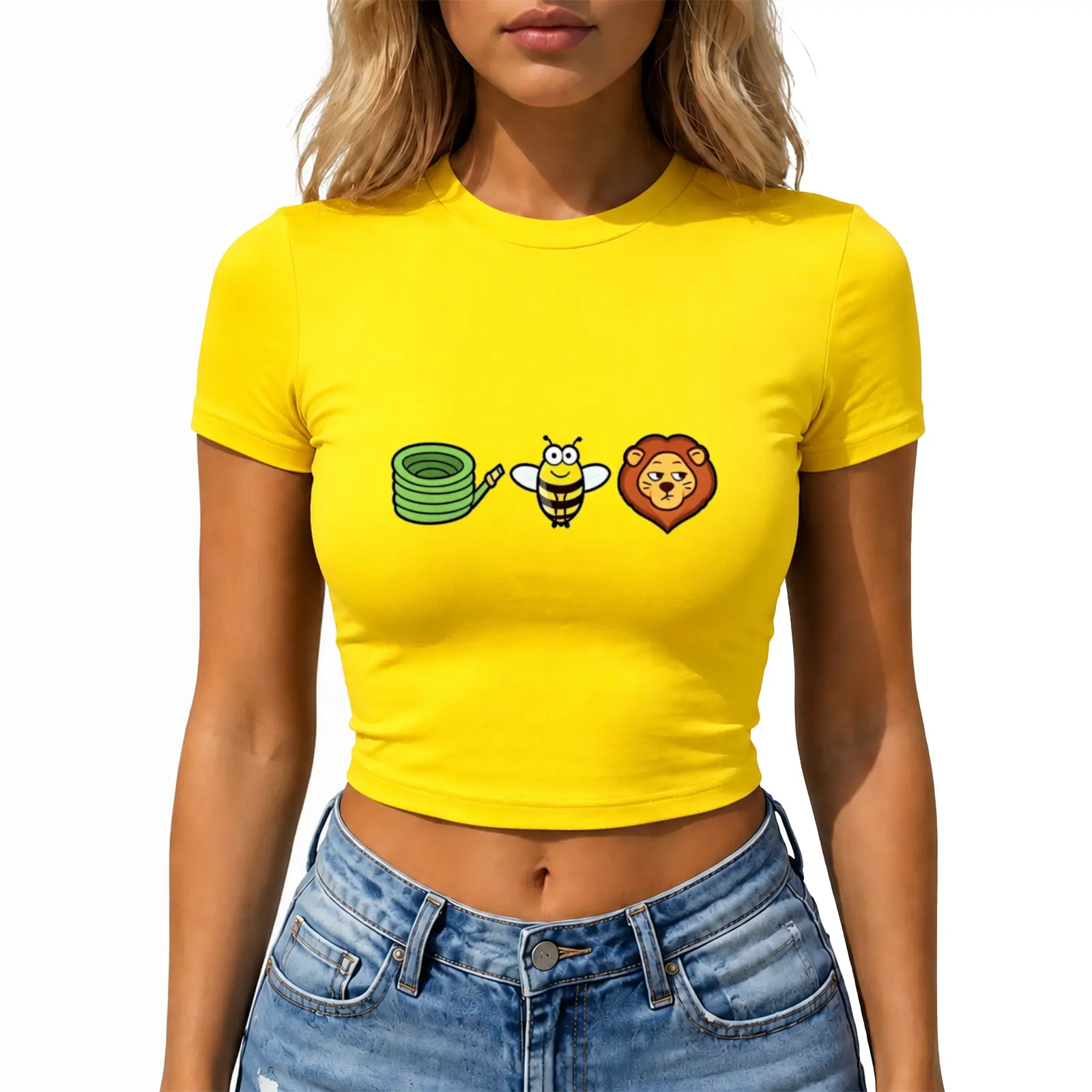 Cute Graphic Crop Top Cartoon Print Shirt For Women Y2K Fitted T Shirt Casual Streetwear Summer Outfit Gift Idea