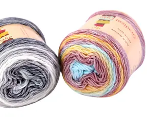 Gradient Cake Yarn Pack of 2 - 70% Cotton, 20% Acrylic, 10% Wool - Soft and Durable Yarn for Knitting and Crocheting