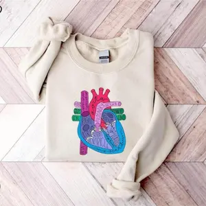 Heart Anatomy Sweatshirt, Anatomical Heart Medical Shirt, Cardiac Nurse Crewneck, Cardiologist Student Gift Tee, Nursing School Top
