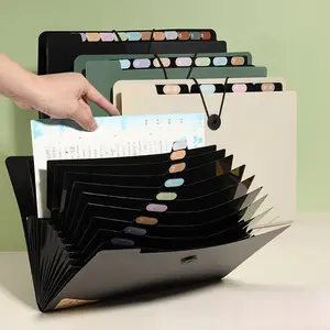 A4 File Folder 13 Compartments with Handle 3 Colors Available Black Premium Document Organizer for Office School Supplies Storage