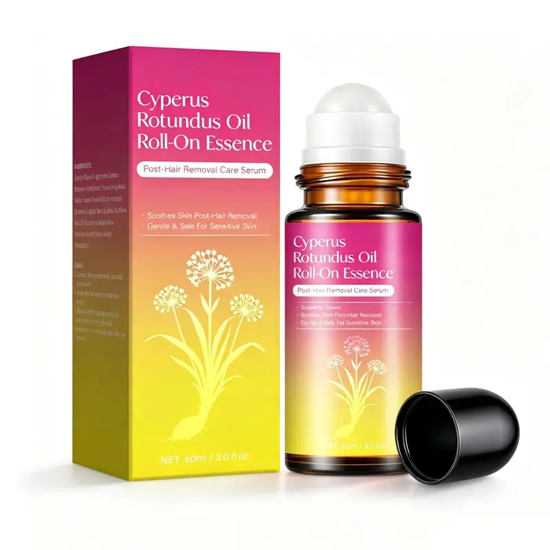 Cyperus Rotundus Oil Hair Removal Roll-On Serum - Natural Body Care Cosmetic with Tea Tree, Moisturizing, Sensitive Skin Safe, Non-Greasy, Underarm Care, Daily Use, 2.02 Fl Oz