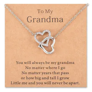 Gifts for Grandma Necklace Interlocking Heart Necklace Birthday Gifts for Grandma from Granddaughter