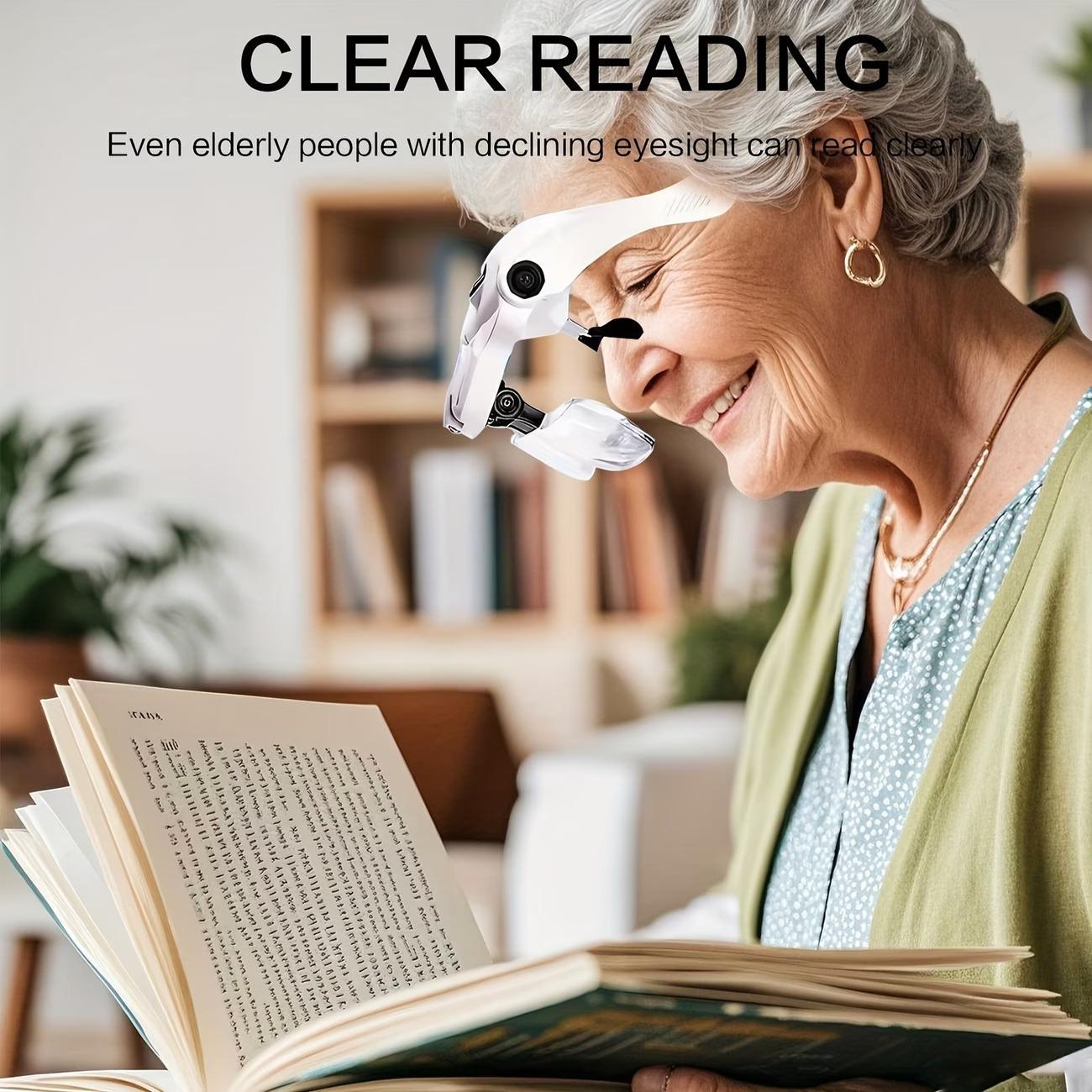 Head Mounted Magnifier with LED Illumination, Adjustable Headband, 5 Interchangeable Lenses 1.0X/1.5X/2.0X/2.5X/3.5X, for Reading, Maintenance, Jewelry Processing, Electronics Maintenance