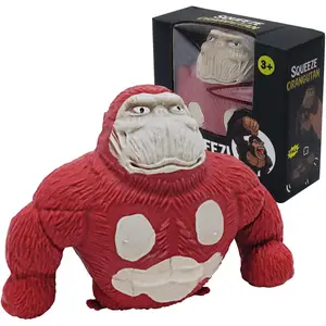 Funny Red Monkey Toy, Squeeze Gorilla Toy, Stretchy and Squishy Monkey Toy ,Animal Figure Toys for Kids and Adults, Sensory Stress Relief Toy for Children and Adults