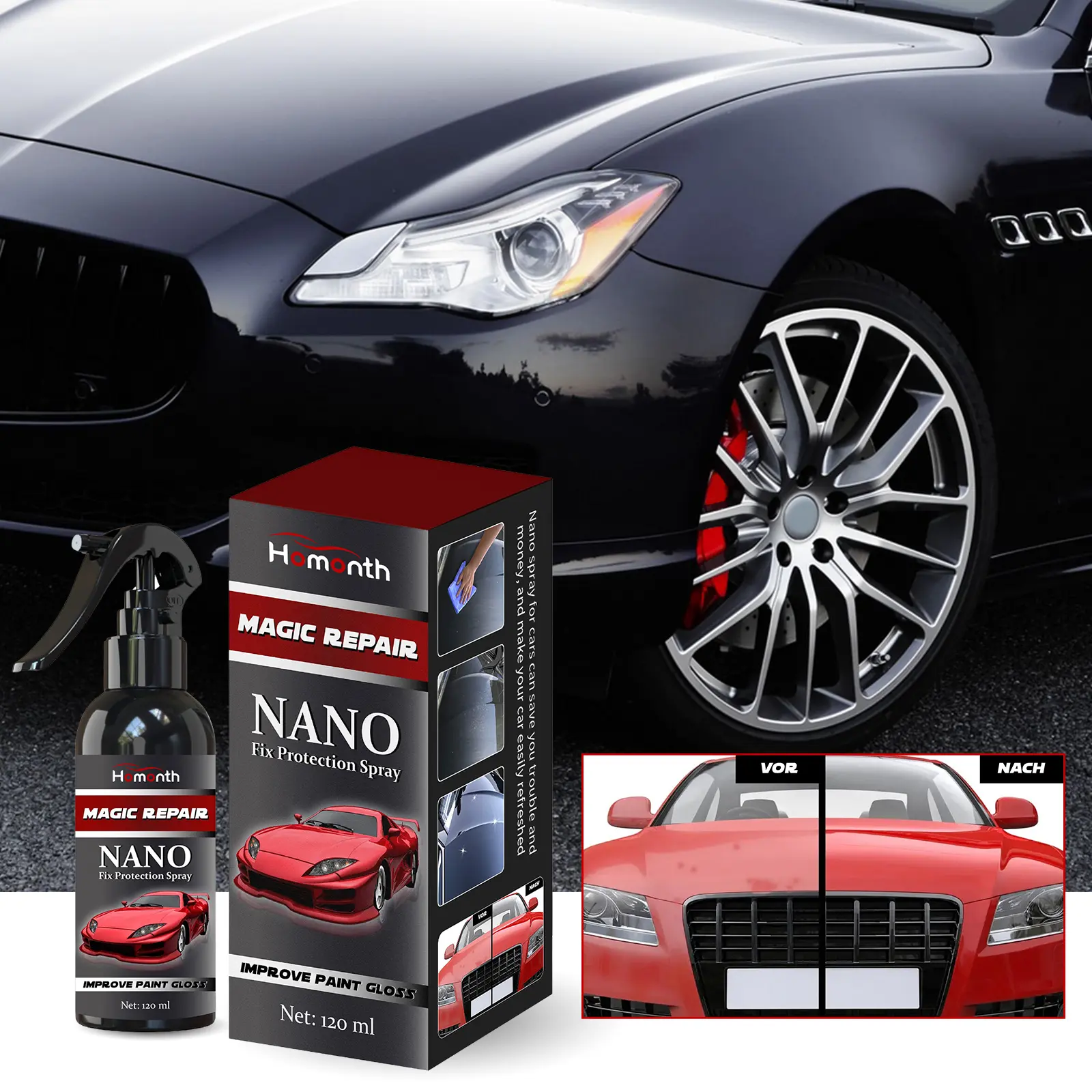 Homonth Automotive Nano Crystal Coating Spray – Car Paint Protection, Crystal Wax, and Ceramic Clear Coat