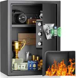 BlackSmith 1.8 Cubic Biometric safe box with Fingerprint Recognition, Removable Shelf, LED Light for Jewelry, Docs. Perfect for Home & Office Use.