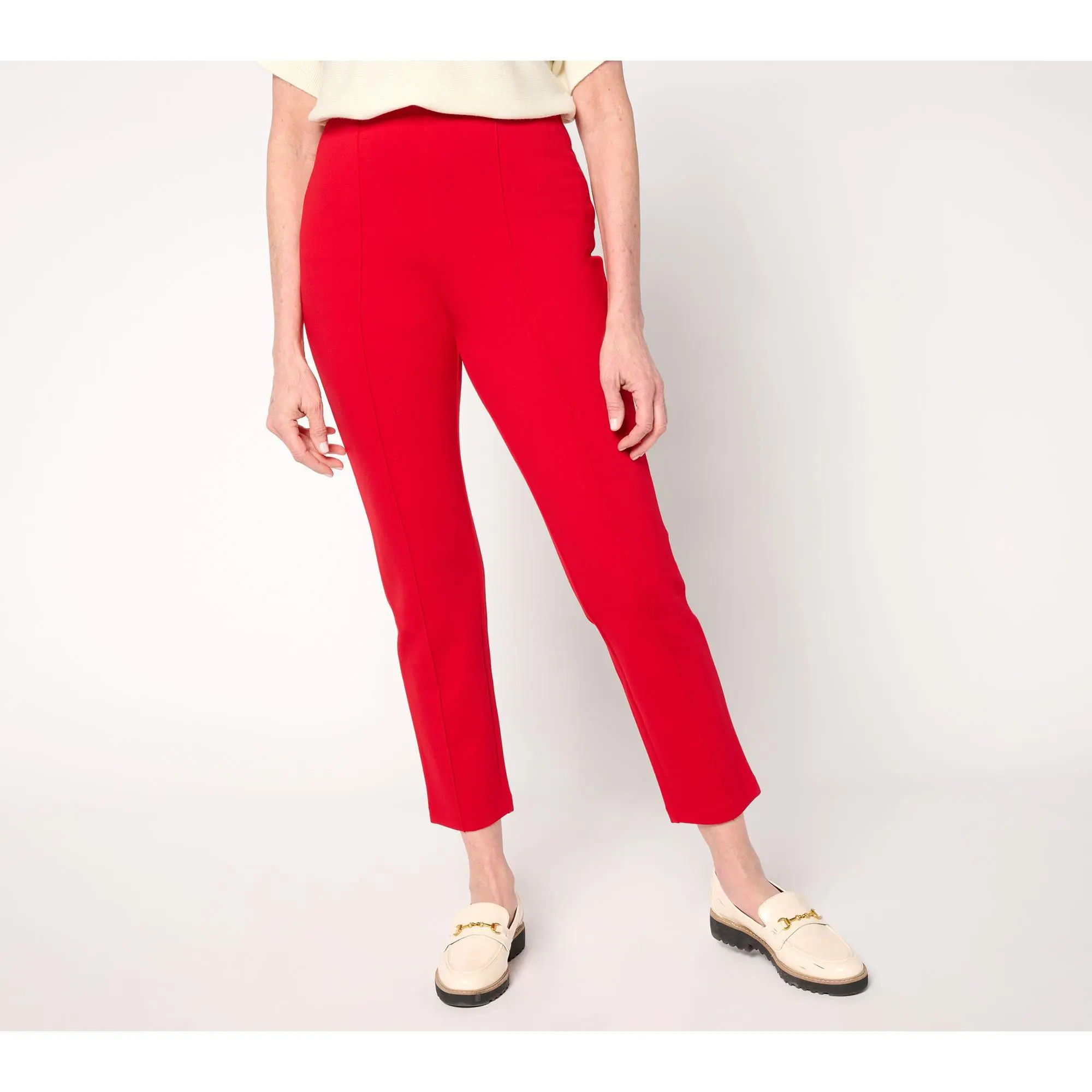 Joan Rivers Regular Signature Ponte Ankle Pants with Pintucks