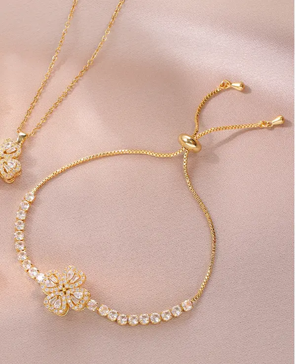 Women’s Adjustable Cubic Zirconia Infinity Heart Charm Bracelet - Gold Tone, Chain Jewelry Bracelets & Bangles, Fashion Gift for Women, Chain Link, All Seasons, Everyday Wear