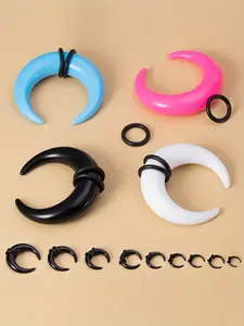 2pcs 14g-00g Big Size Buffalo Horn Septum Ring, Acrylic Ear Gauges, Plugs Taper Stretcher Expander, Punk Body Piercing Jewelry