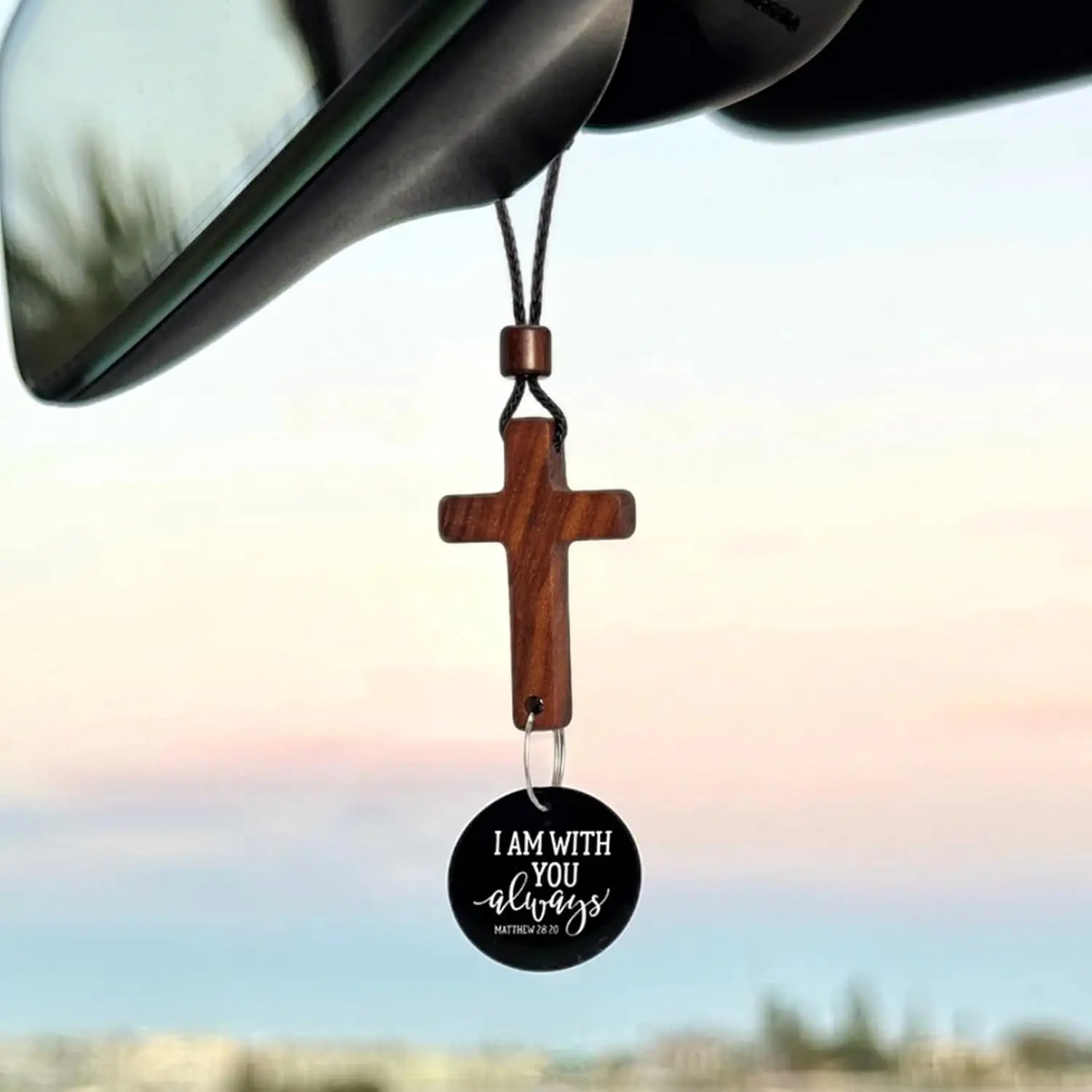 Bible Verse Car Mirror Hanging Cross, Decorative NFC Bible Cross Pendant, Christian Faith Inspired Driver Gift, Religious Accessories, Car Hanging Decoration, Car Ornaments