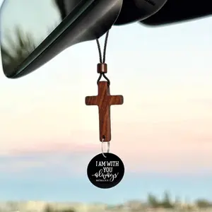 Bible Verse Car Mirror Hanging Cross, Decorative NFC Bible Cross Pendant, Christian Faith Inspired Driver Gift, Religious Accessories, Car Hanging Decoration, rear view mirror hanging accessories law