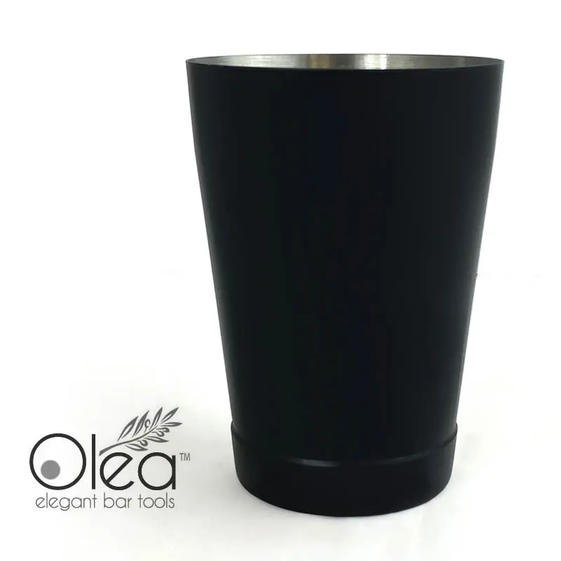 Olea™ Modern Weighted Base Stainless Steel Cocktail Shaker - 16oz Matte Black Bar Utensil, 3.25" Rim Diameter, 5" Height, Durable for Master Mixologists