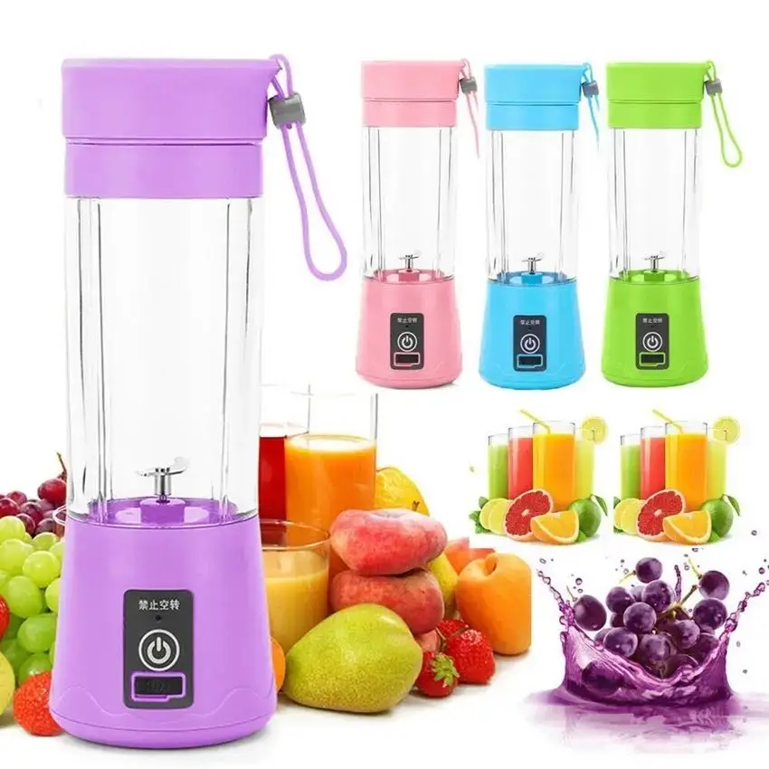Portable Blender Cup, Electric USB Juicer Blender, Mini Blender Portable Blender For Shakes and Smoothies, rechargeable battery juice, 380 ml , Six Bl