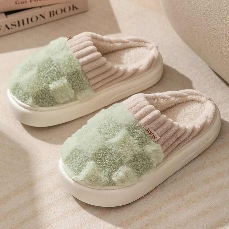Women’s Cozy Winter House Slippers, Plaid Indoor Footwear with Soft Cushion Insole and Comfortable Slip On Design, Non Slip Home Shoes for Bedroom, Apartment, Dorm, Living Room, Daily Relaxation, Cold Weather Wear and Gift Ideas