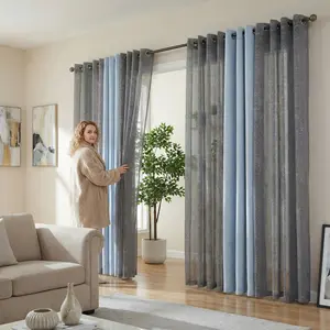 Window Wear 6 Panels 34/52x84inches, custom-made. 34X84inch 2 panels are made of blackout fabric for shading effect, 4 panels are Dorie window curtains, all using the silver-embossing technique. curtains RT02 + L28 Room Decor Blinds curtains for bedroom