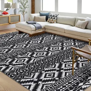 Moroccan Area Rug Washable Office Rug Geometric Distressed Rug Low Pile Soft Rug Home Decor Rug Stain Resistant Kitchen Rug Non-slip Living Room Rug