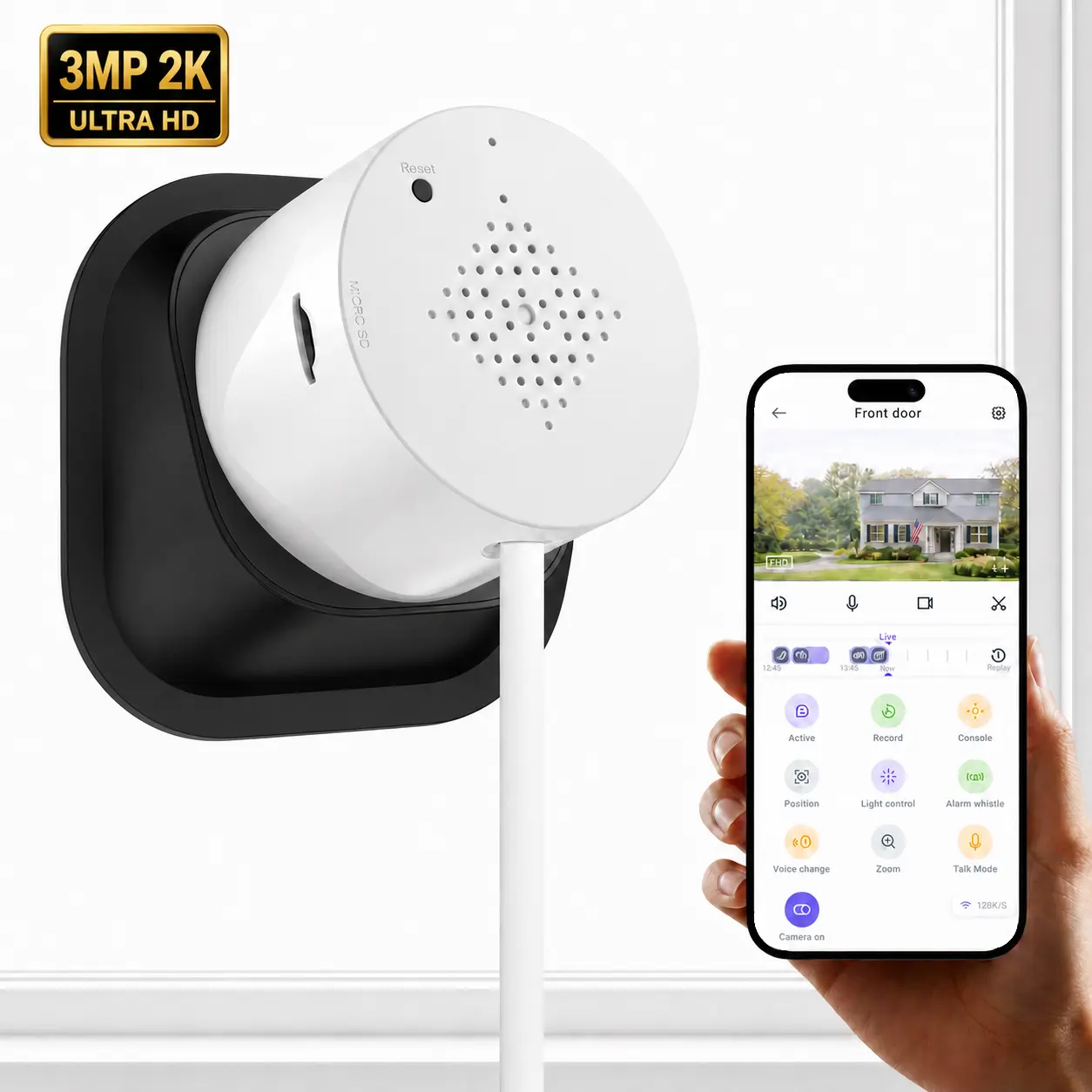 FamViva Window Security Camera 3MP 2K, Indoor WiFi Cameras 2.4GHz/5GHz with Colorvue AI Color Night Vision, Motion & Person Detection with Auto-Focus , Easy Installation, 24/7 Recording Works with Alexa & Google Home