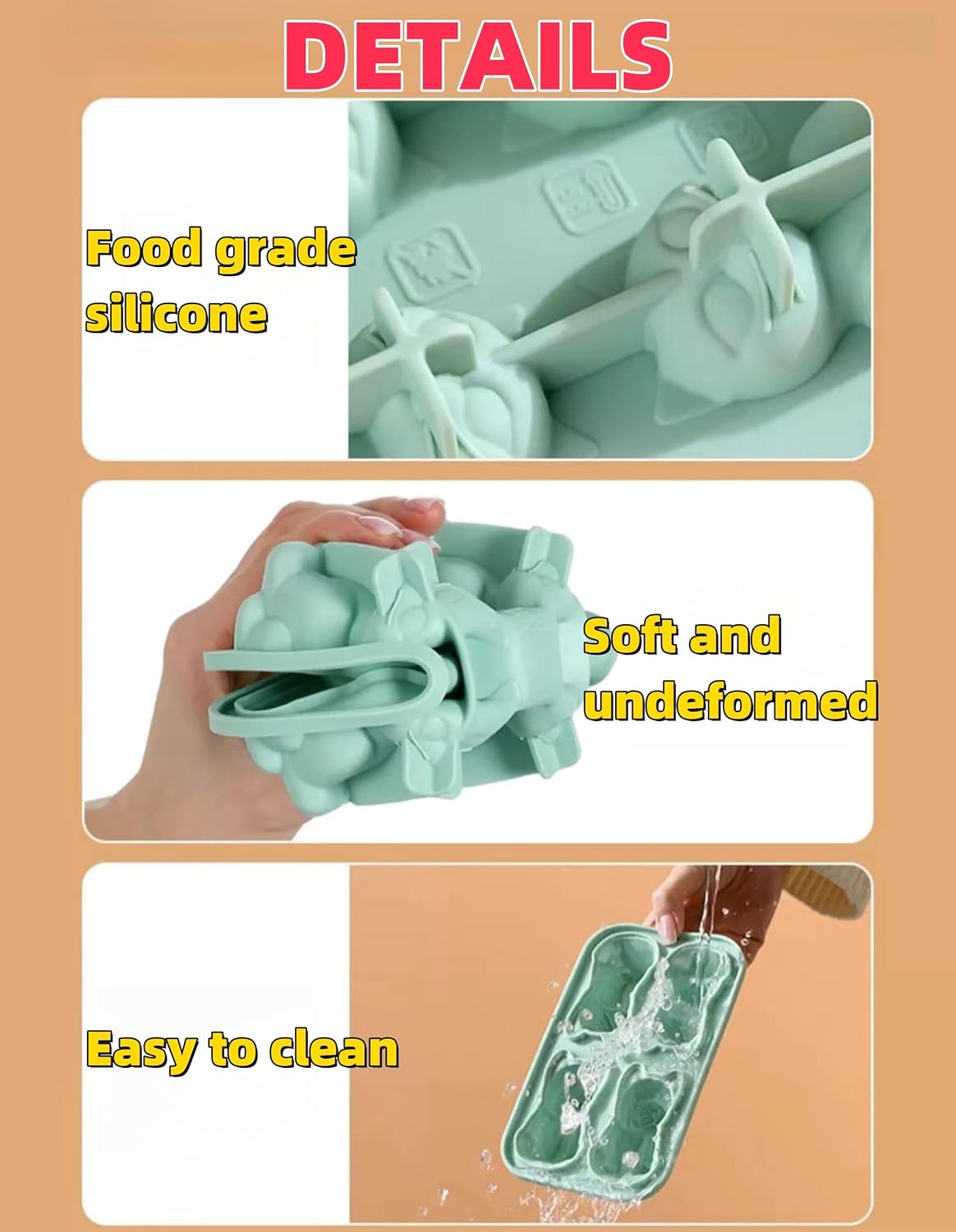 Cat Ice Cube Tray Silicone Large Ice Cube Mold, Fun Shapes Ice Cube Trays for Freezer with Lid, Big Ice Molds for Whiskey Cocktails, Cute Gifts for Cat Lovers