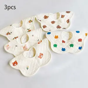 3pcs Baby Bibs Waterproof Anti-Spill, Cute Cartoon Design, Breathable Absorbent, Suitable for 0-3 Years, Perfect Gift for Christmas Halloween Thanksgiving, Adjustable Bib Straps
