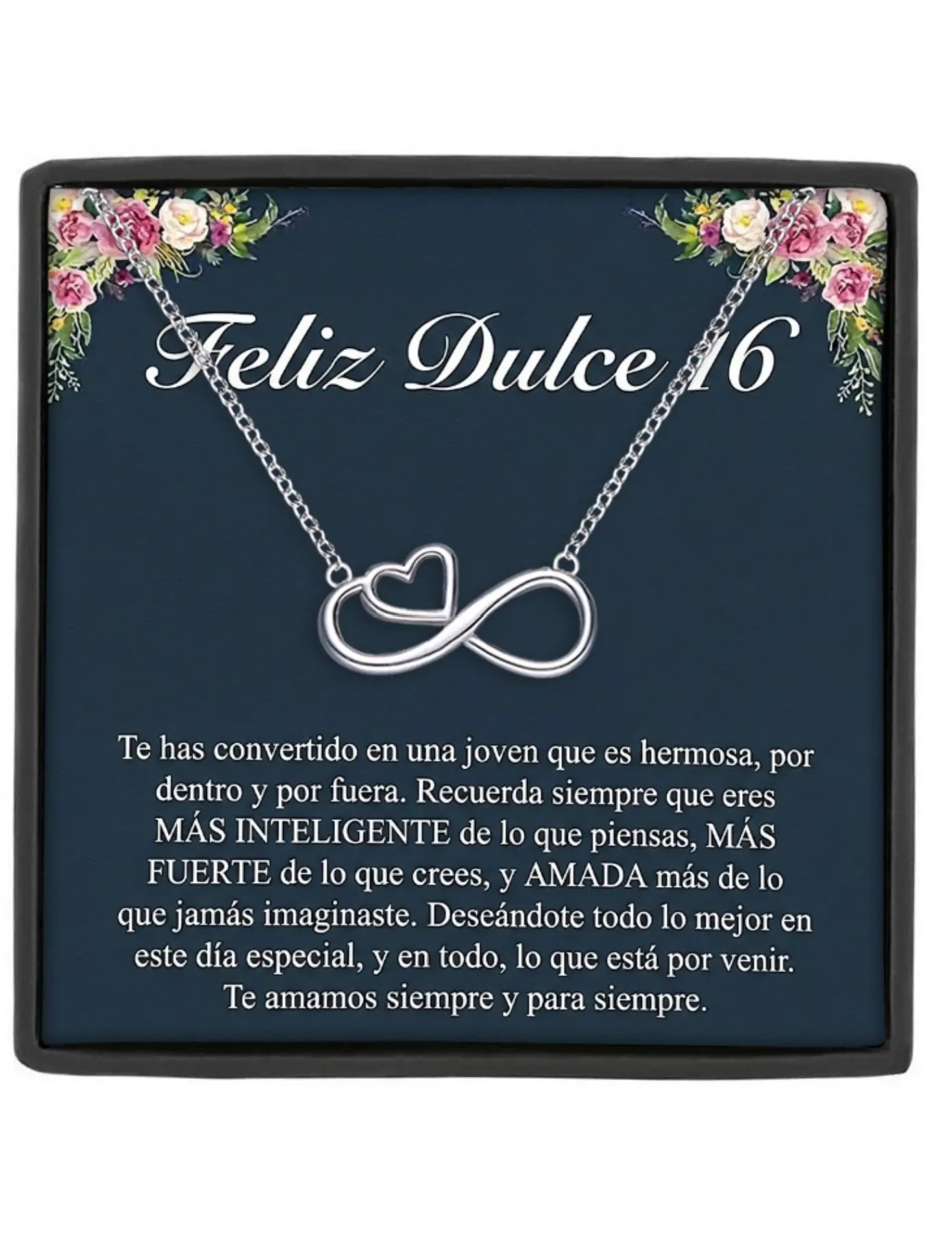 16th Birthday Necklace Infinity Heart Necklace for Her Eternal Love Necklace Mom To Daughter Gift Inspirational Jewelry Gift