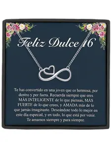 16th Birthday Necklace Infinity Heart Necklace for Her Eternal Love Necklace Mom To Daughter Gift Inspirational Jewelry Gift