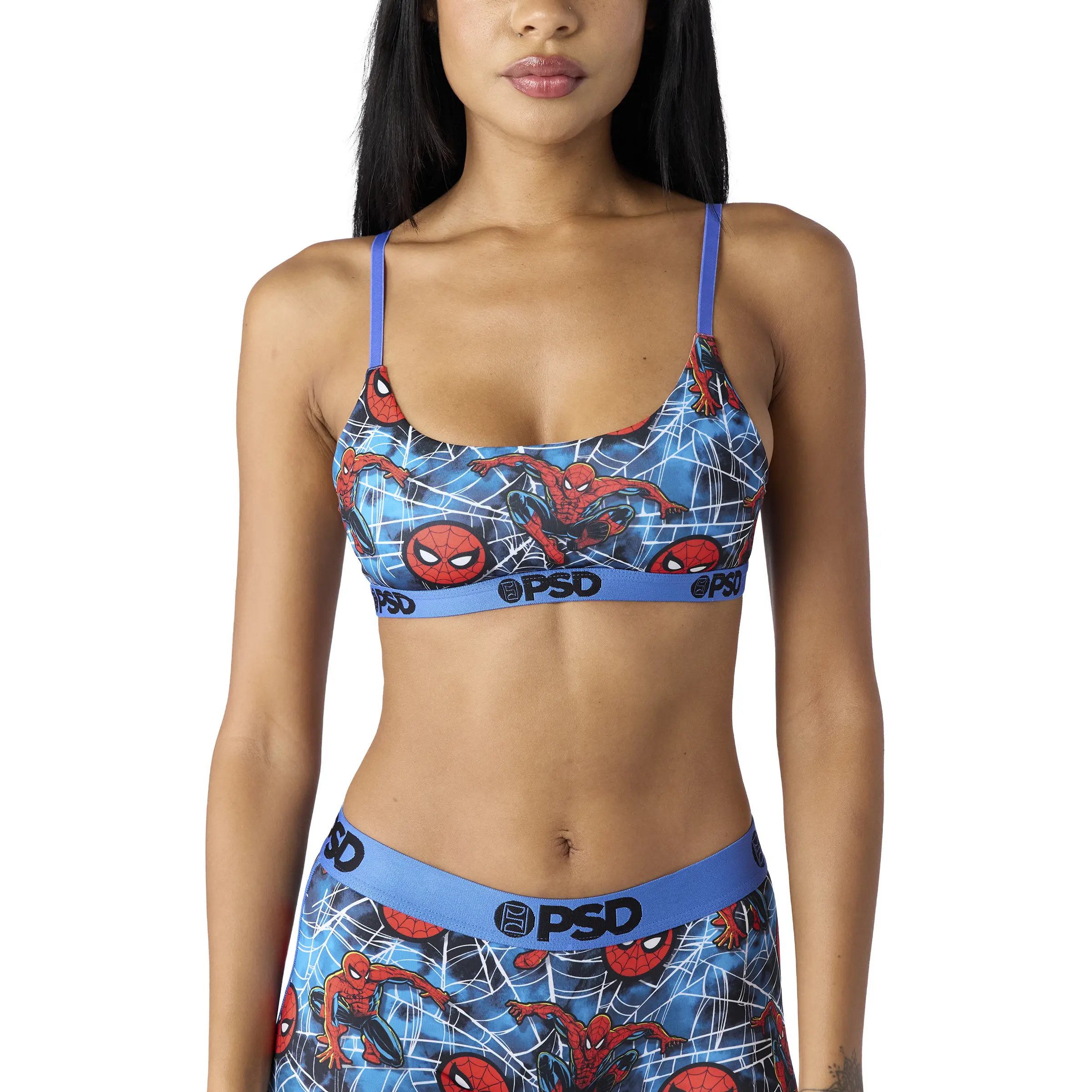 PSD Womens Marvel Spider-Man Webslinger Scoop Bralette - Soft Breathable Fabric Bralette with Adjustable Straps, Soft Comfortable and Cute Womenswear