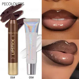 2pcs/Set Lip Gloss + Lip Liner - Matte Lip Liner Pencil, Lip Kit - Shape Your Lips with 3D Accuracy, Long-Lasting Non-Tacky Water Gloss End, Ideal for Any Makeup Look, Great for Valentine'S Day Presents