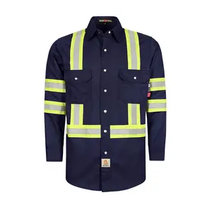 6.5OZ FR Hi Vis Work Shirts with Pearl Snap/Type O Class 1-0902HV