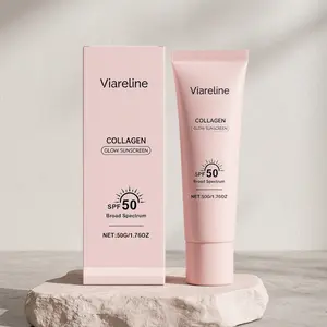No Cast Just Glow Collagen Sunscreen | SPF 50 Broad Spectrum Face Sunscreen | Lightweight, Non-Sticky, Hydrating Formula | No White Cast or Residue | Peptide, Cica for Soothing & Natural Glow