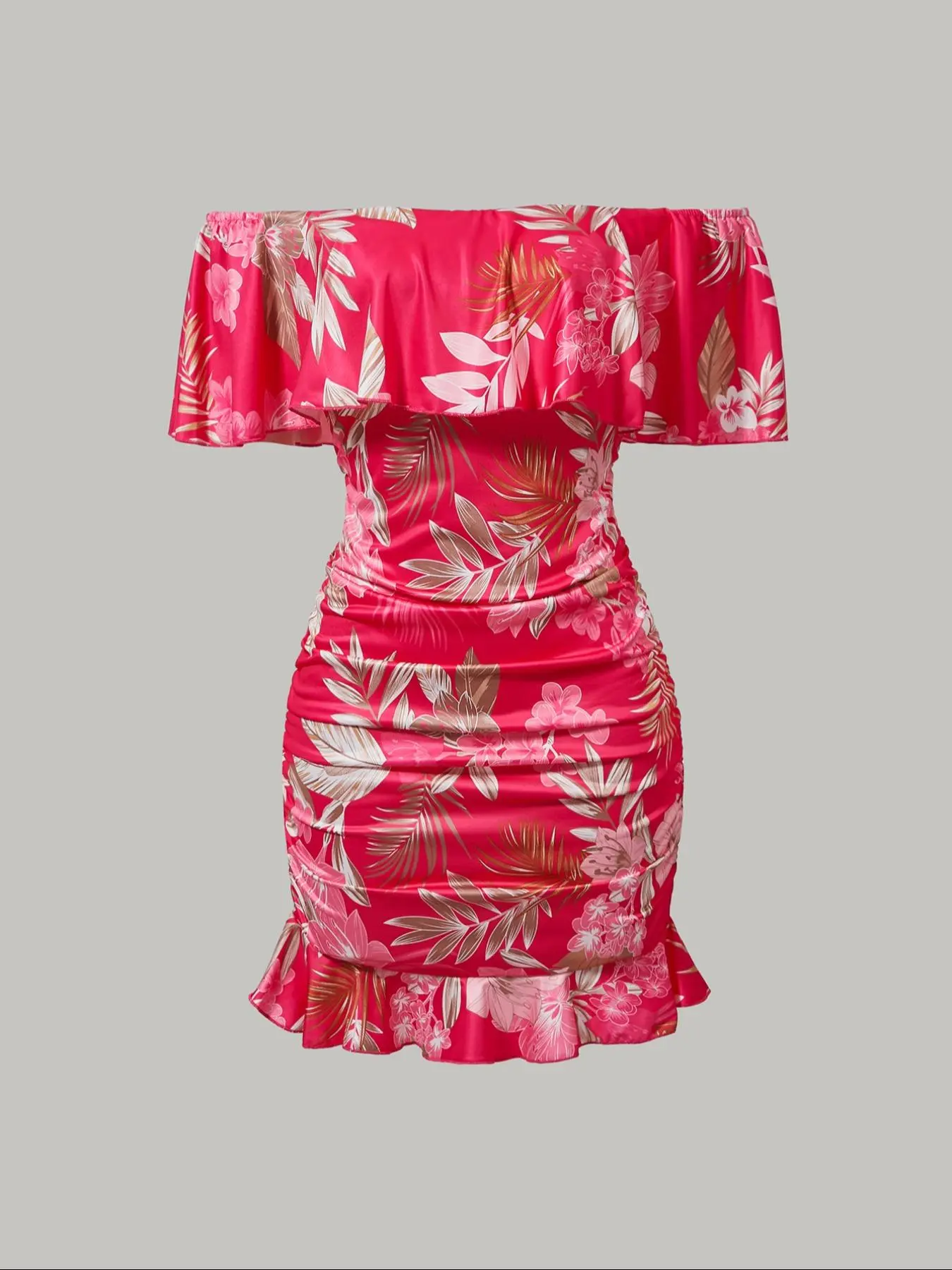 bodycon floral print dress Ruffle Floral Print Bodycon Dress in Purple