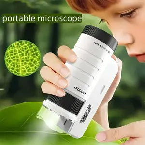 60x-200x LED Illuminated Pocket Microscope Portable STEM Toy for Students Ideal for Science Labs and Home Use with Clear Magnification and LED Illumination