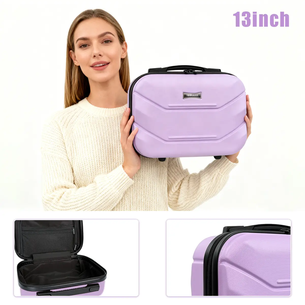 Upgraded Purple Carry-On Suitcase 13