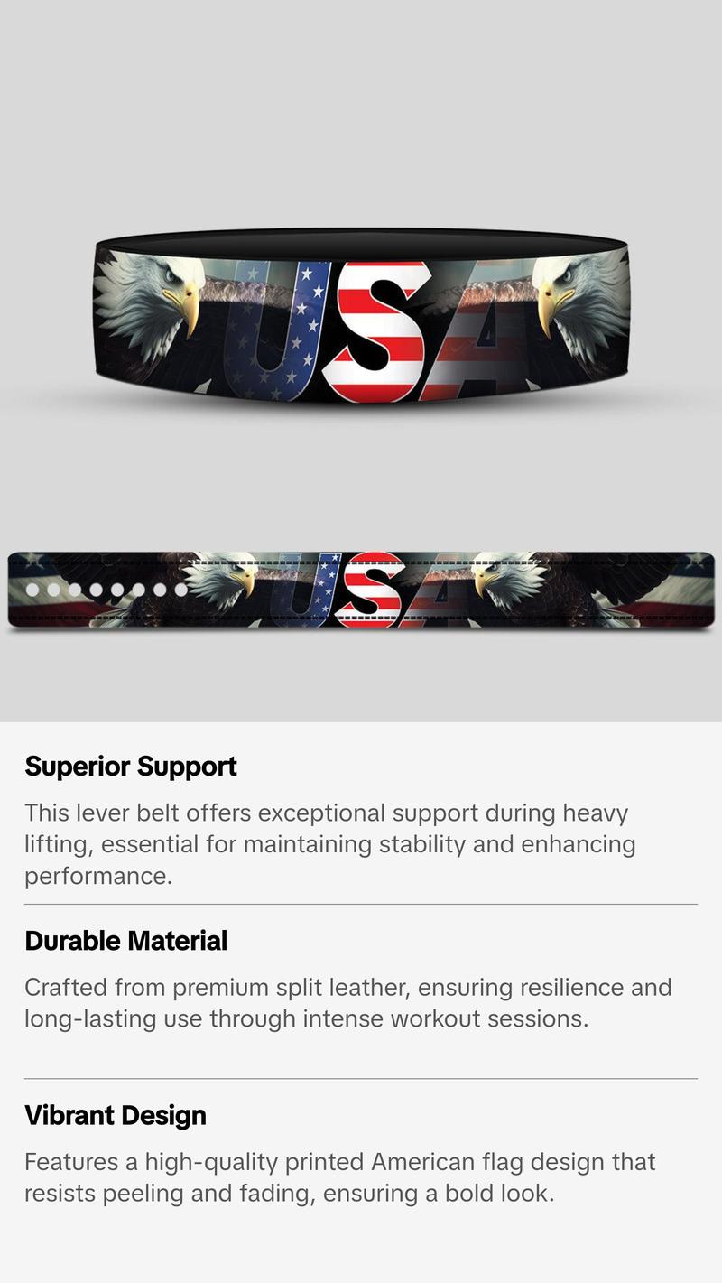 Custom American Flag Weightlifting Lever Belt