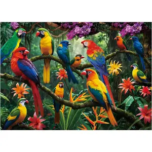 BenBen 1000 Piece Jungle Parrots Jigsaw Puzzle for Adults 26.63" x 19.25" Challenging Puzzle with Letters on Back for Game Night Home Décor Original Artwork Premium Quality Sturdy Pieces